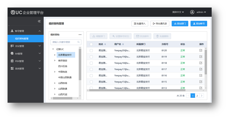 億聯視頻會議系統管理員功能 會議管理平臺